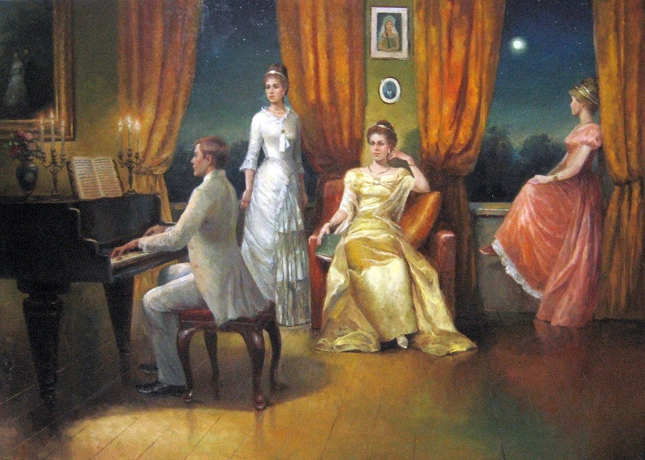 Сначала был вечер. Домашнее музицирование 19 век Глинка. Русский романс 19 века.
